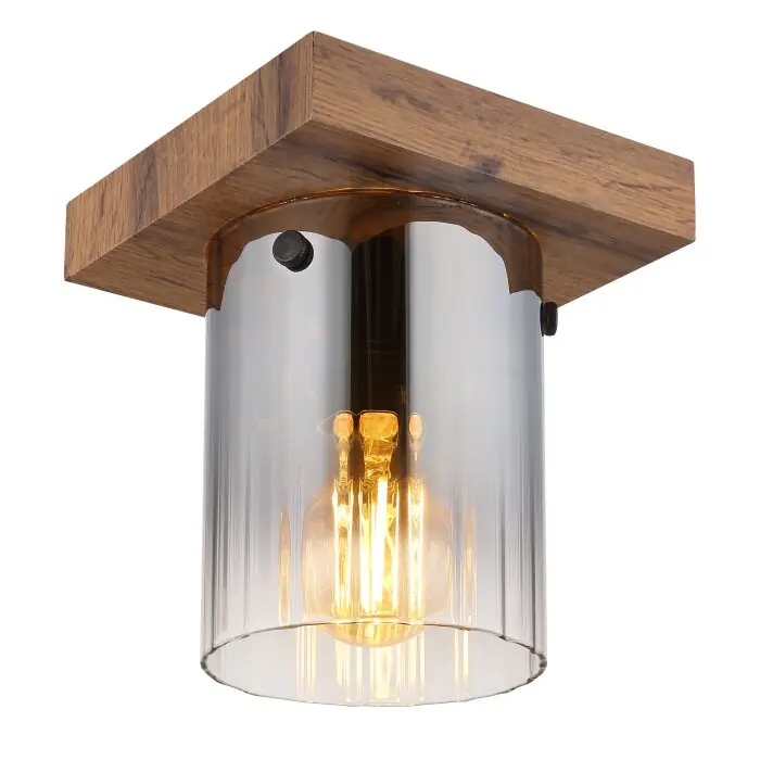 Globo Underwood Plafondlamp Hout donker, Natuurlijke kleuren, 1-licht Weekendaanbieding