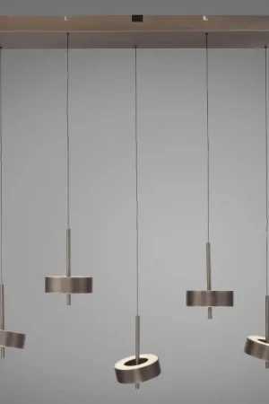 Paul Neuhaus Q-Serie Q-Rotate Hanglamp LED Bruin, 5-lichts, Afstandsbediening Hete Deal