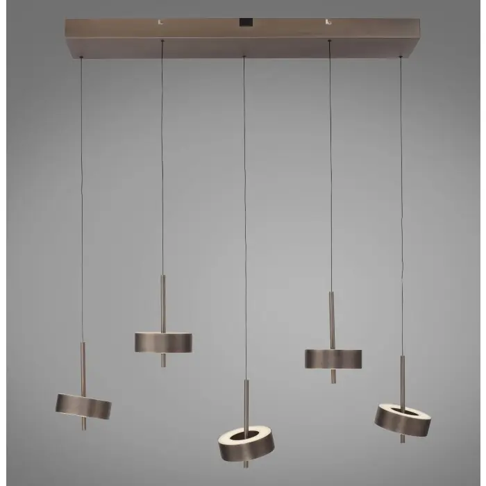 Paul Neuhaus Q-Serie Q-Rotate Hanglamp LED Bruin, 5-lichts, Afstandsbediening Hete Deal