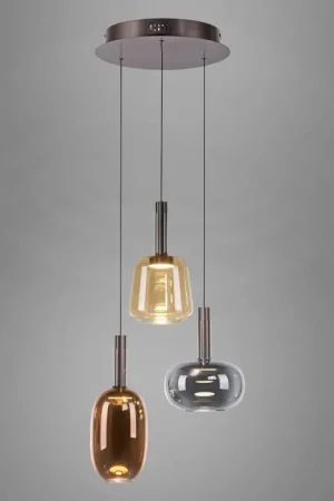 Paul Neuhaus Verlichting Irides Hanglamp LED Bruin, 3-lichts Korting