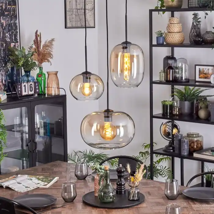 Apedo Hanglamp, Hanglamp, Cluster hanglamp Amber, Duidelijk, 3-lichts Nieuw