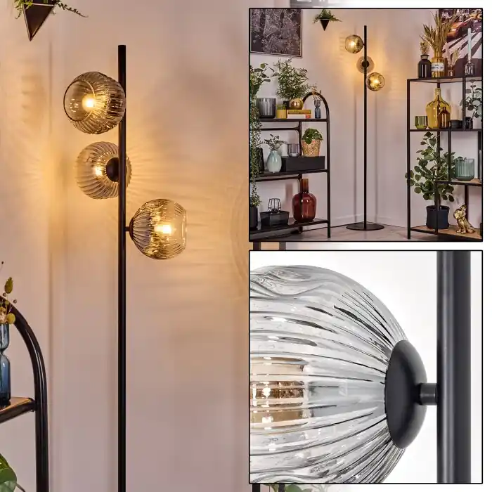 Gereduceerde Prijs Ripoll Staande lamp Duidelijk, Rookkleurig, 3-lichts