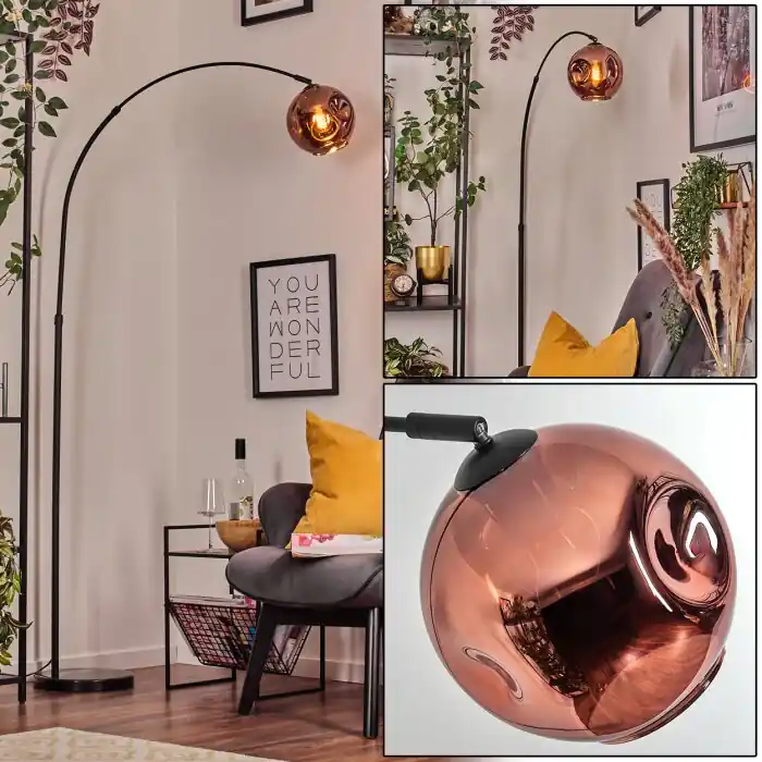 Snelle Levering Ripoll Staande lamp, Booglampen Zwart, 1-licht