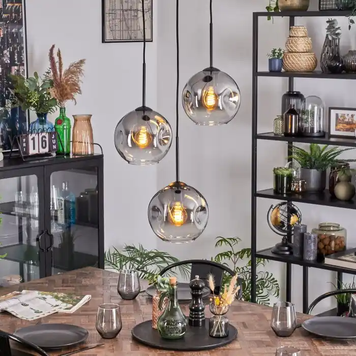 Ripoll Hanglamp, Kogellampje, Cluster hanglamp Duidelijk, Rookkleurig, 3-lichts Koop Vandaag