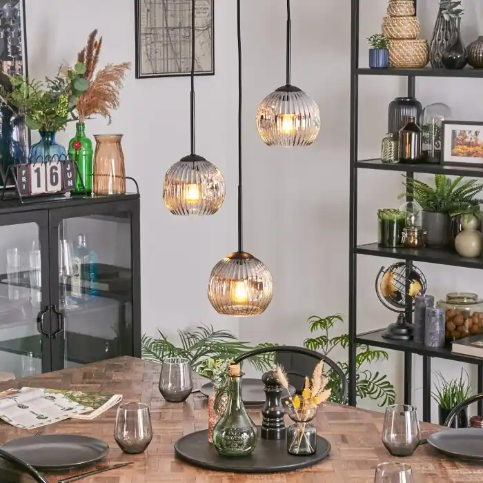 Uitverkoop Ripoll Hanglamp, Kogellampje, Cluster hanglamp Chroom, Duidelijk, Rookkleurig, 3-lichts