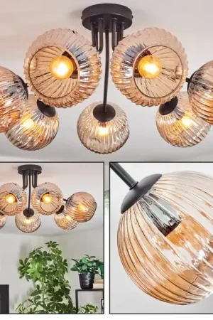 Ripoll Plafondlamp, Kogellampje Amber, 7-lichts Gecertificeerd