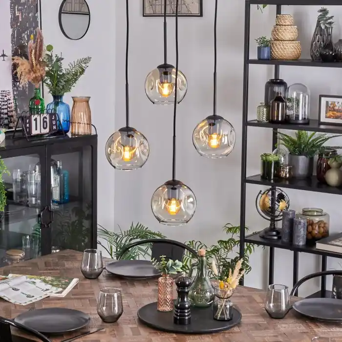 Gereduceerde Prijs Ripoll Hanglamp, Kogellampje, Cluster hanglamp Amber, Duidelijk, 4-lichts