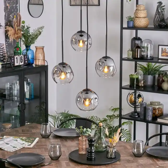 Bestseller Ripoll Hanglamp, Kogellampje, Cluster hanglamp Duidelijk, Rookkleurig, 4-lichts