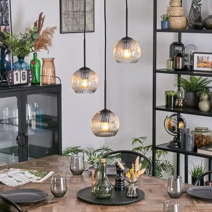 Flitsaanbieding Ripoll Hanglamp, Kogellampje, Cluster hanglamp Amber, Duidelijk, 3-lichts