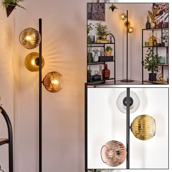 Shop Nu Ripoll Staande lamp Goud, Duidelijk, Koperkleurig, Rookkleurig, 3-lichts