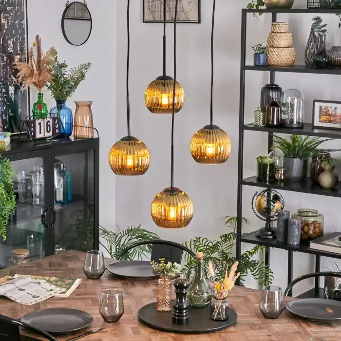 Voordeelprijs Koyoto Hanglamp, Kogellampje, Cluster hanglamp Goud, 4-lichts