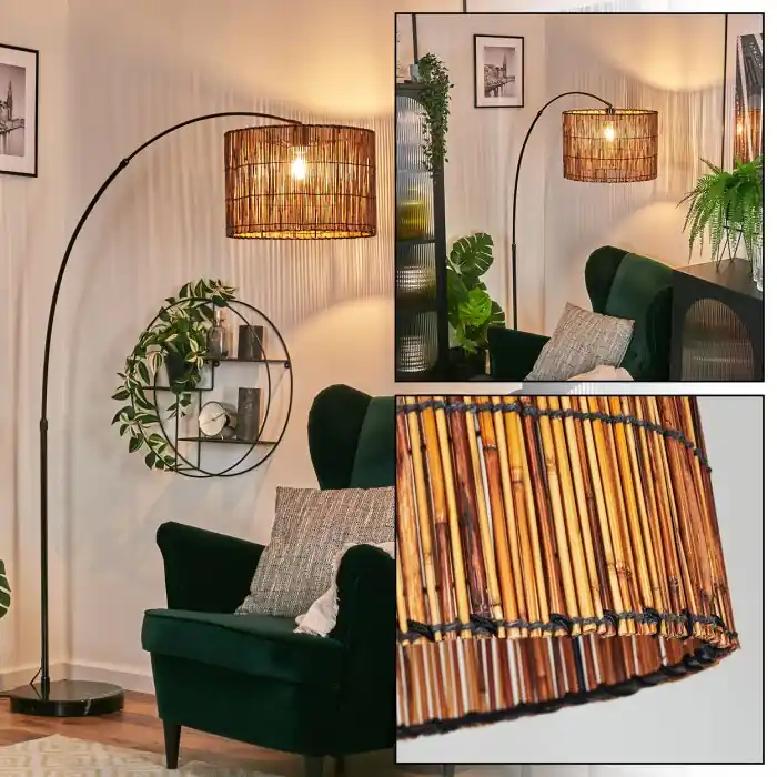 Cando Staande lamp, Booglampen Chroom, Zwart, 1-licht Op = Op