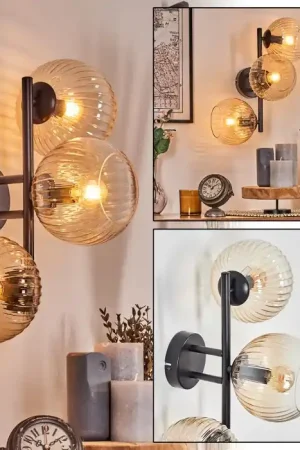 Beperkte Voorraad Koyoto Kogellampje, Wandlamp Amber, Duidelijk, 3-lichts