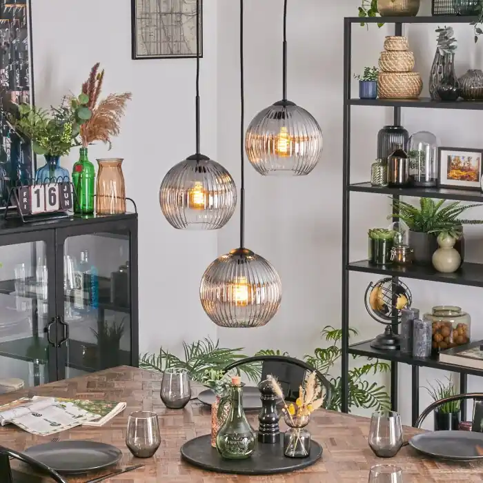Koyoto Hanglamp, Kogellampje, Cluster hanglamp 30 cm Duidelijk, Rookkleurig, 3-lichts Direct Verzonden