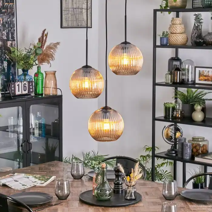Alleen Vandaag Koyoto Hanglamp, Kogellampje, Cluster hanglamp 30 cm Amber, 3-lichts