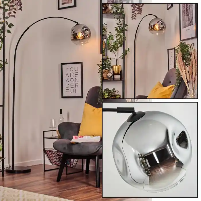 Betrouwbaar Ripoll Staande lamp, Booglampen Zwart, 1-licht