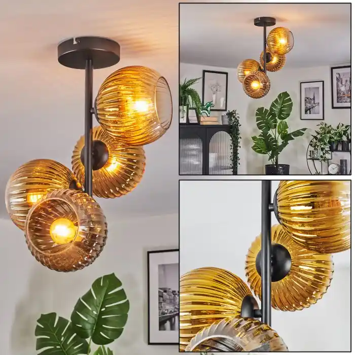 Hete Deal Koyoto Plafondlamp, Kogellampje 32 cm Goud, Duidelijk, 4-lichts