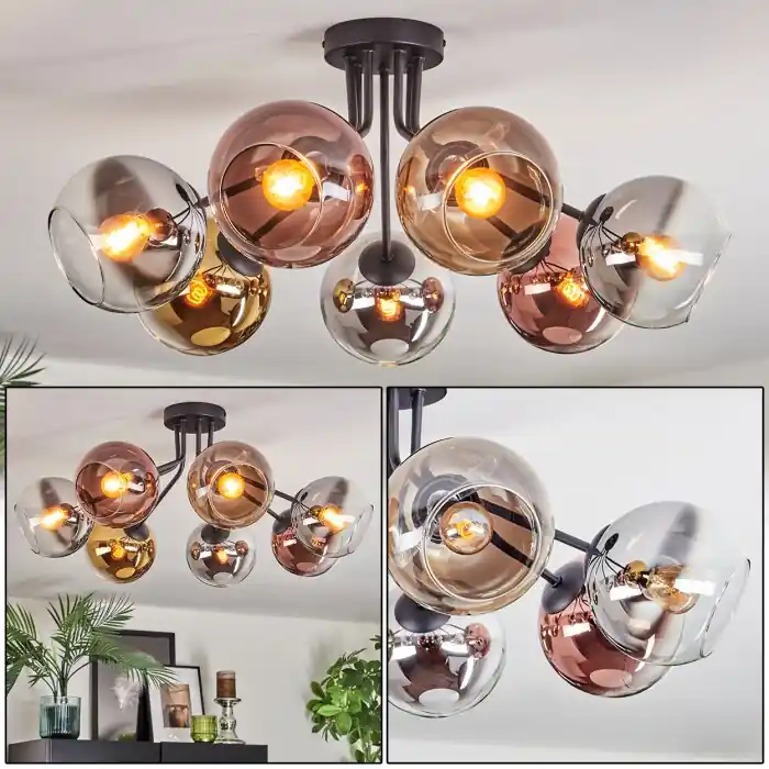 Op = Op Koyoto Plafondlamp, Kogellampje 82 cm Chroom, Goud, Duidelijk, Koperkleurig, Rookkleurig, 7-lichts
