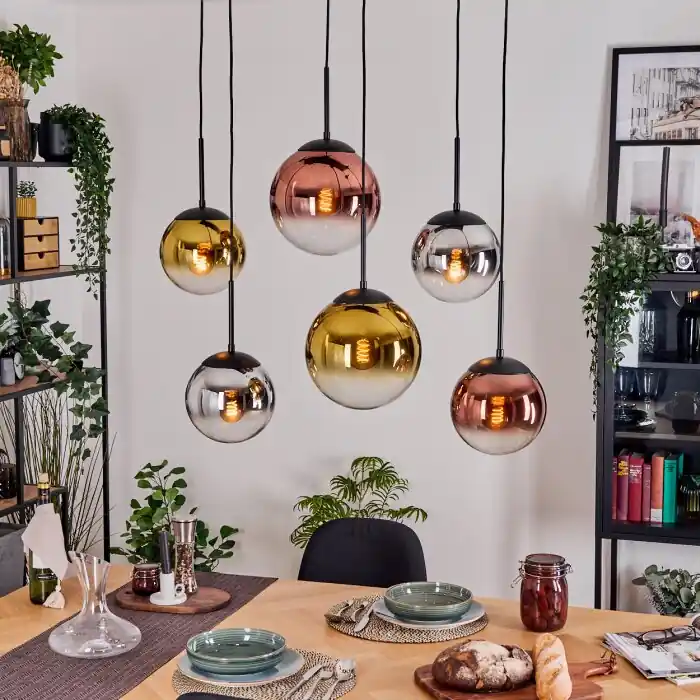 Gastor Hanglamp, Kogellampje, Hanglamp Chroom, Goud, Duidelijk, Koperkleurig, Rookkleurig, 6-lichts Lage Prijs