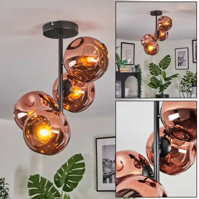 Betrouwbaar Ripoll Plafondlamp, Kogellampje Koperkleurig, 4-lichts