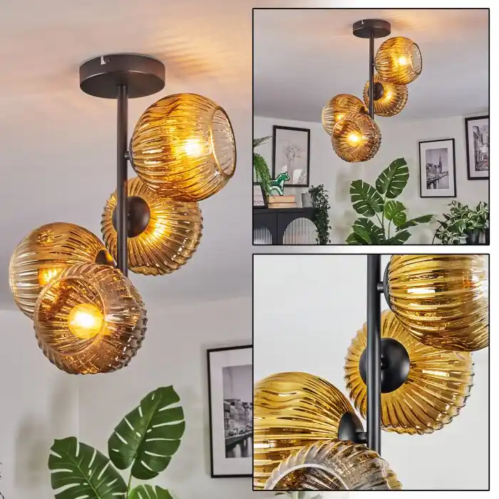 Gecertificeerd Ripoll Plafondlamp, Kogellampje Goud, Duidelijk, 4-lichts