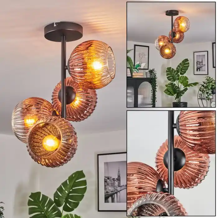 Speciale Aanbieding Ripoll Plafondlamp, Kogellampje Duidelijk, Koperkleurig, 4-lichts