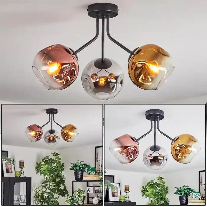 Alleen Vandaag Ripoll Plafondlamp, Kogellampje Chroom, Goud, Duidelijk, Koperkleurig, Rookkleurig, 3-lichts
