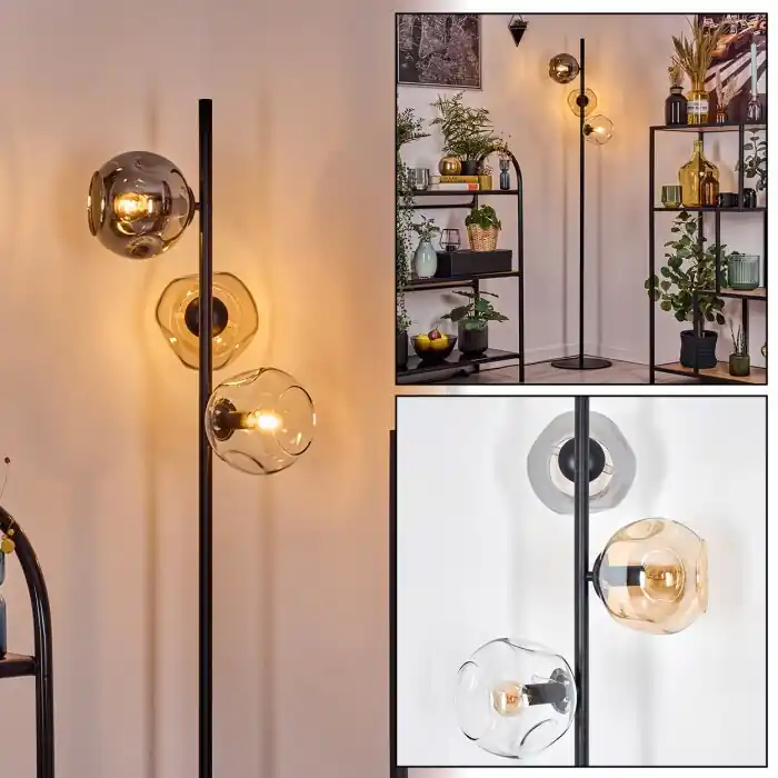 Ripoll Staande lamp Amber, Duidelijk, Rookkleurig, 3-lichts Finale Uitverkoop