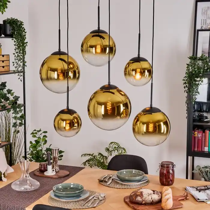 Gastor Hanglamp, Kogellampje, Hanglamp Goud, Duidelijk, 6-lichts Bestel Nu