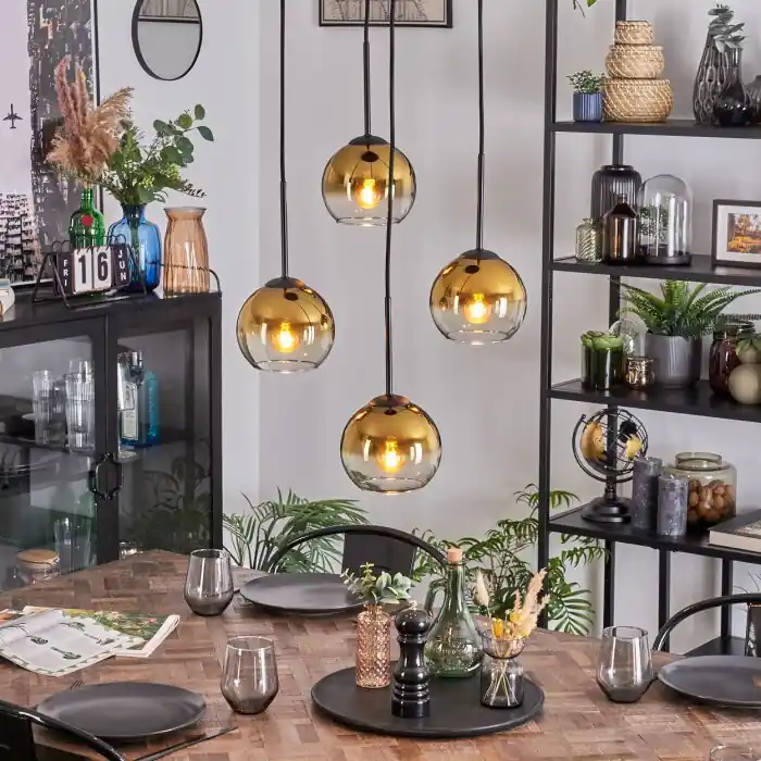 Uitverkoop Koyoto Hanglamp, Kogellampje, Cluster hanglamp 35 cm Goud, Duidelijk, 4-lichts