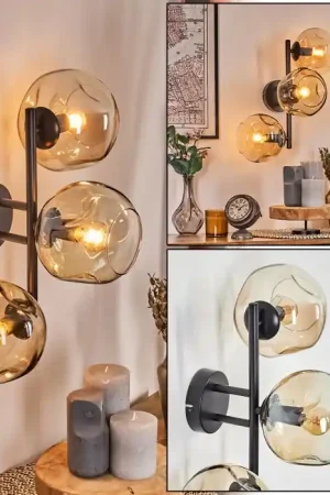 Beperkte Voorraad Ripoll Kogellampje, Wandlamp Amber, Duidelijk, 3-lichts