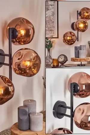 Actieprijs Ripoll Kogellampje, Wandlamp Koperkleurig, 3-lichts
