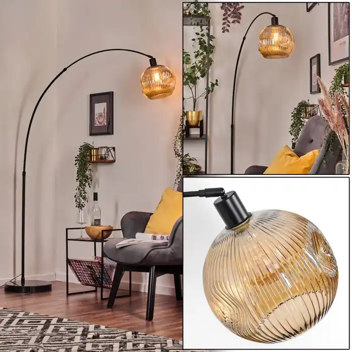 Koop Online Ripoll Staande lamp, Booglampen Zwart, 1-licht