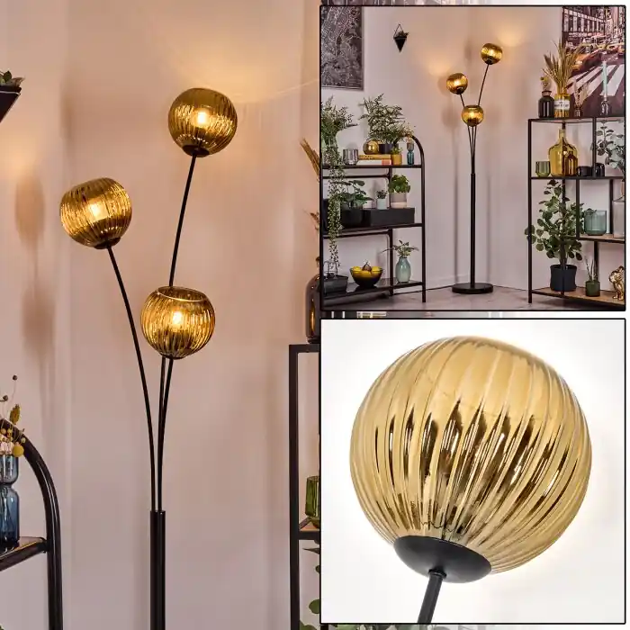 Finale Uitverkoop Koyoto Kogellampje, Staande lamp Goud, 3-lichts