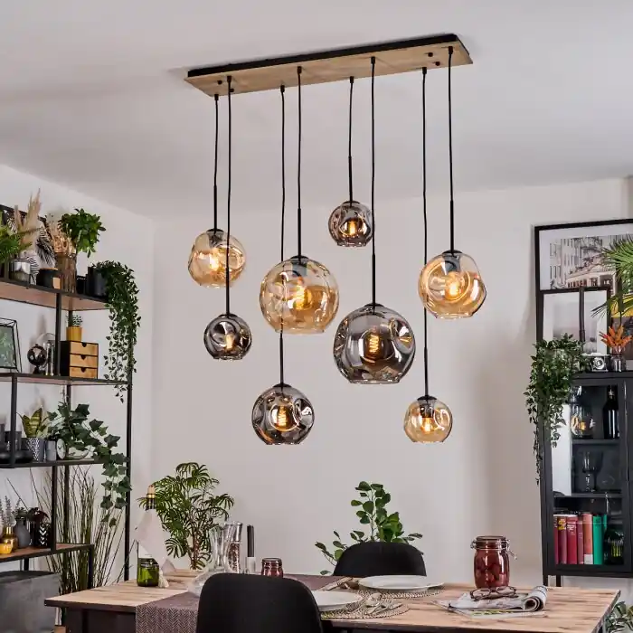 Lage Kosten Ripoll Hanglamp, Kogellampje, Hanglamp Natuurlijke kleuren, Zwart, 8-lichts