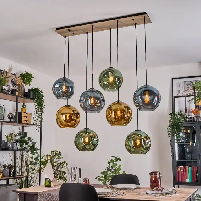 Ripoll Hanglamp, Kogellampje, Hanglamp Natuurlijke kleuren, Zwart, 8-lichts Merkproduct
