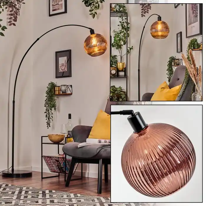 Koyoto Staande lamp, Booglampen Zwart, 1-licht Gereduceerde Prijs