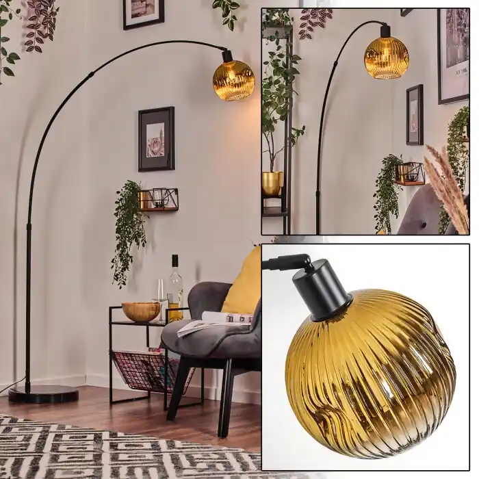 Ripoll Staande lamp, Booglampen Zwart, 1-licht Populair