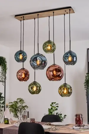 Weekendaanbieding Ripoll Hanglamp, Kogellampje, Hanglamp Natuurlijke kleuren, Zwart, 8-lichts