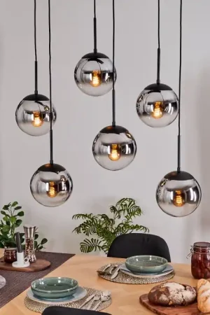 Aanbieding Gastor Hanglamp, Kogellampje, Hanglamp Chroom, Duidelijk, Rookkleurig, 6-lichts