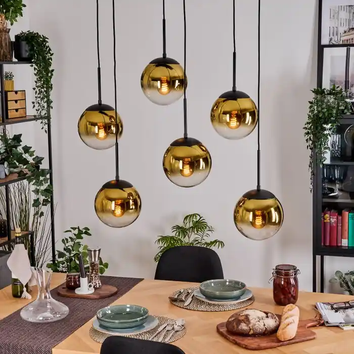 Bestseller Gastor Hanglamp, Kogellampje, Hanglamp Goud, Duidelijk, 6-lichts