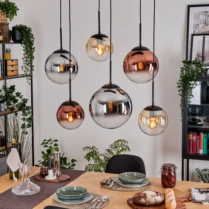 Gastor Hanglamp, Kogellampje, Hanglamp Amber, Chroom, Duidelijk, Koperkleurig, Rookkleurig, 6-lichts Must-Have