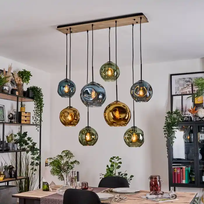 Ripoll Hanglamp, Kogellampje, Hanglamp Natuurlijke kleuren, Zwart, 8-lichts Merkproduct