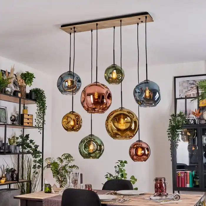 Ripoll Hanglamp, Kogellampje, Hanglamp Natuurlijke kleuren, Zwart, 8-lichts Fabrieksprijs