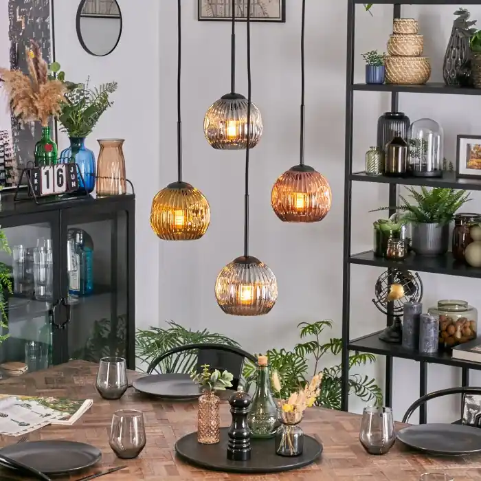 Snelle Levering Ripoll Hanglamp, Kogellampje, Cluster hanglamp Goud, Koperkleurig, Rookkleurig, 4-lichts