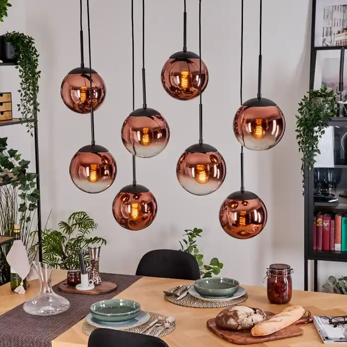 Gastor Hanglamp, Kogellampje, Hanglamp Duidelijk, Koperkleurig, 8-lichts Beste Prijs