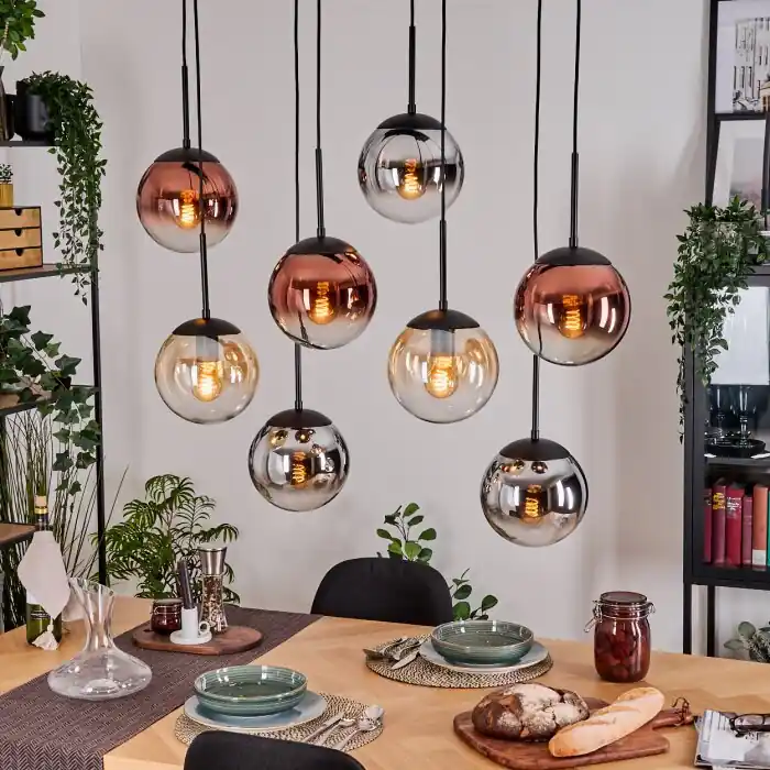 Bestseller Gastor Hanglamp, Kogellampje, Hanglamp Amber, Chroom, Duidelijk, Koperkleurig, Rookkleurig, 8-lichts