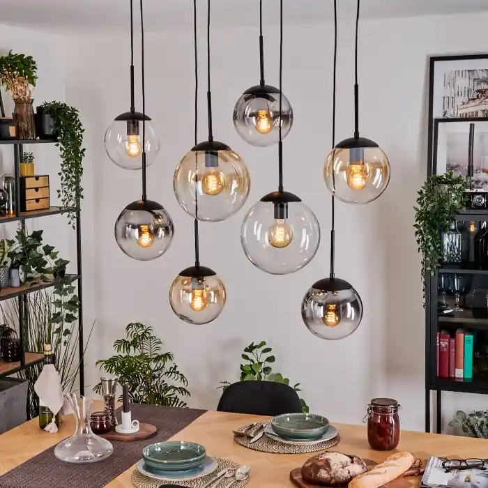 Exclusieve Aanbieding Gastor Hanglamp, Kogellampje, Hanglamp Amber, Duidelijk, Rookkleurig, 8-lichts