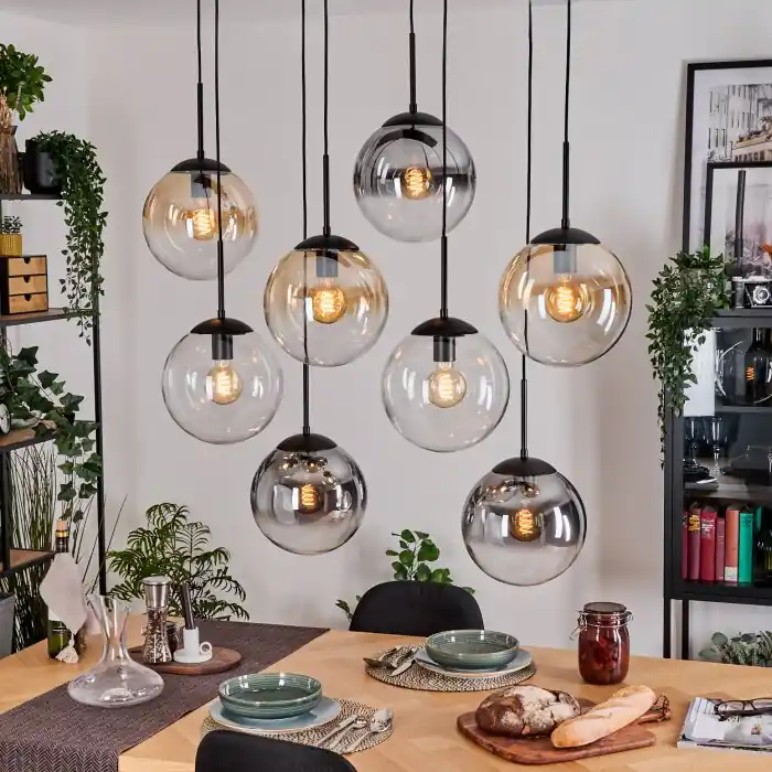 Gastor Hanglamp, Kogellampje, Hanglamp Amber, Duidelijk, Rookkleurig, 8-lichts Meest Verkocht