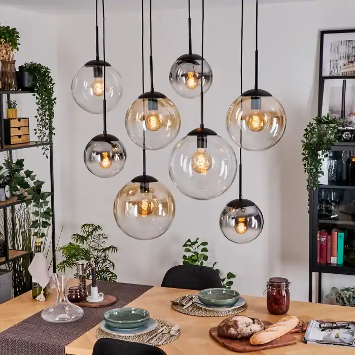 Laatste Versie Gastor Hanglamp, Kogellampje, Hanglamp Amber, Duidelijk, Rookkleurig, 8-lichts